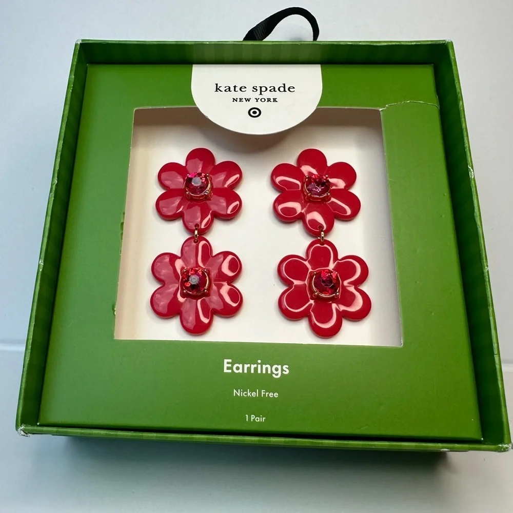 Kate Spade x Target Red Flower Earrings NIB